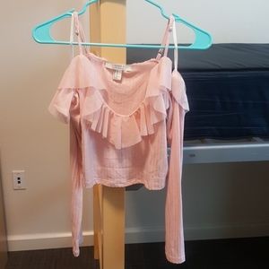 NWOT Pink Off the Shoulder Crop Top